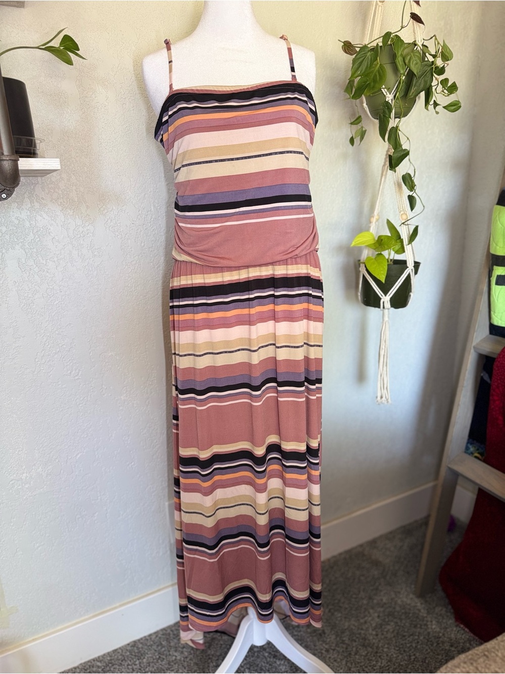 Maurices Mauve & Pink Striped Maxi Dress